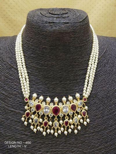Traditional Pearl Tanmani Necklace Set